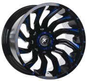 XF 224 20X12 6X139.7 ET-44 Gloss Black / Milling Blue