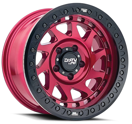 Dirty Life Enigma Race 9313 17X9.0 5X127  ET-38 Crimson Candy Red / Beadlock