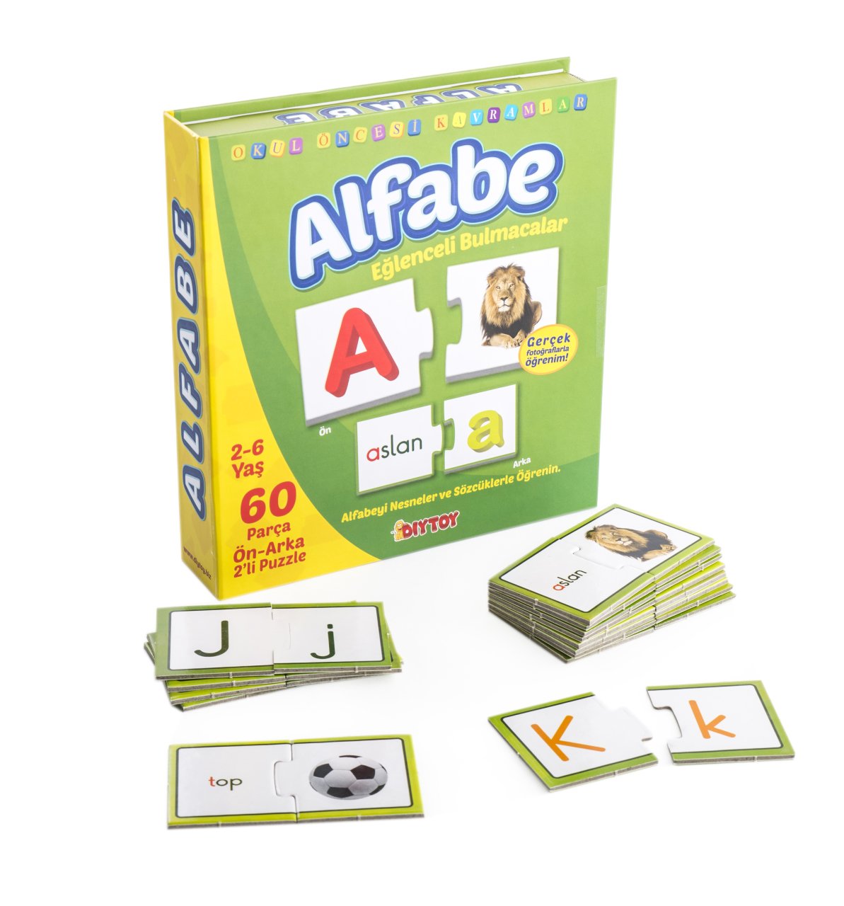 DIYTOY Alfabeyi Öğreniyorum Puzzle – 60 Parça, Eğitici ve Eğlenceli Alfabe Oyunu, 2-6 Yaş Çocuklar İçin