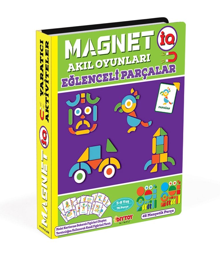 DIYTOY Akıl Oyunları Serisi – 3-8 Yaş Manyetik Zeka ve Yaratıcılık Seti | 76 Parça Eğlenceli Figürler