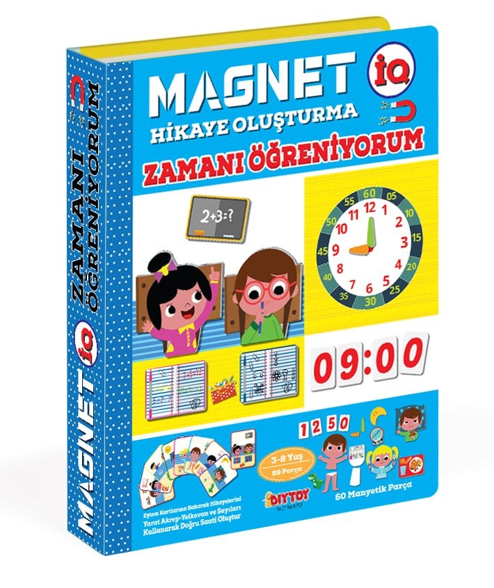 Diytoy Manyetik Magnet Zamanı Öğreniyorum | 69 Parça | Eğitici Saat Oyunu | 3-8 Yaş