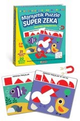Diytoy Manyetik Puzzle Süper Zeka | 3-9 Yaş | 31 Manyetik Parça | 20 Aktivite Resmi | Kolay-Orta-Zor Seviye
