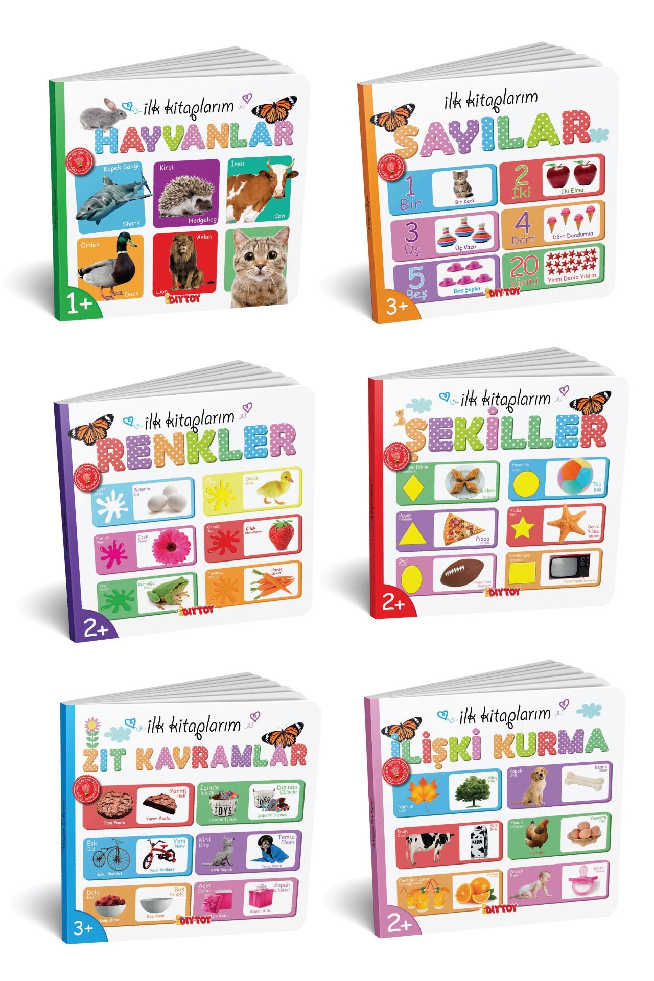 Diytoy İlk Kitaplarım - 6’lı Set | Bebek ve Çocuklar için Eğitici Okul Öncesi Kitapları