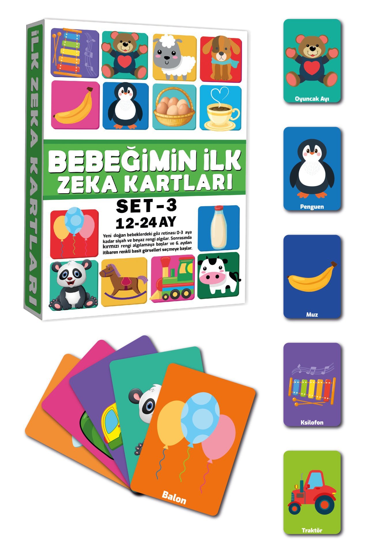 Diytoy Bebeğimin İlk Zeka Kartları Set 3 | Eğitici Kartlar 12-24 Ay Erken Eğitim Seti