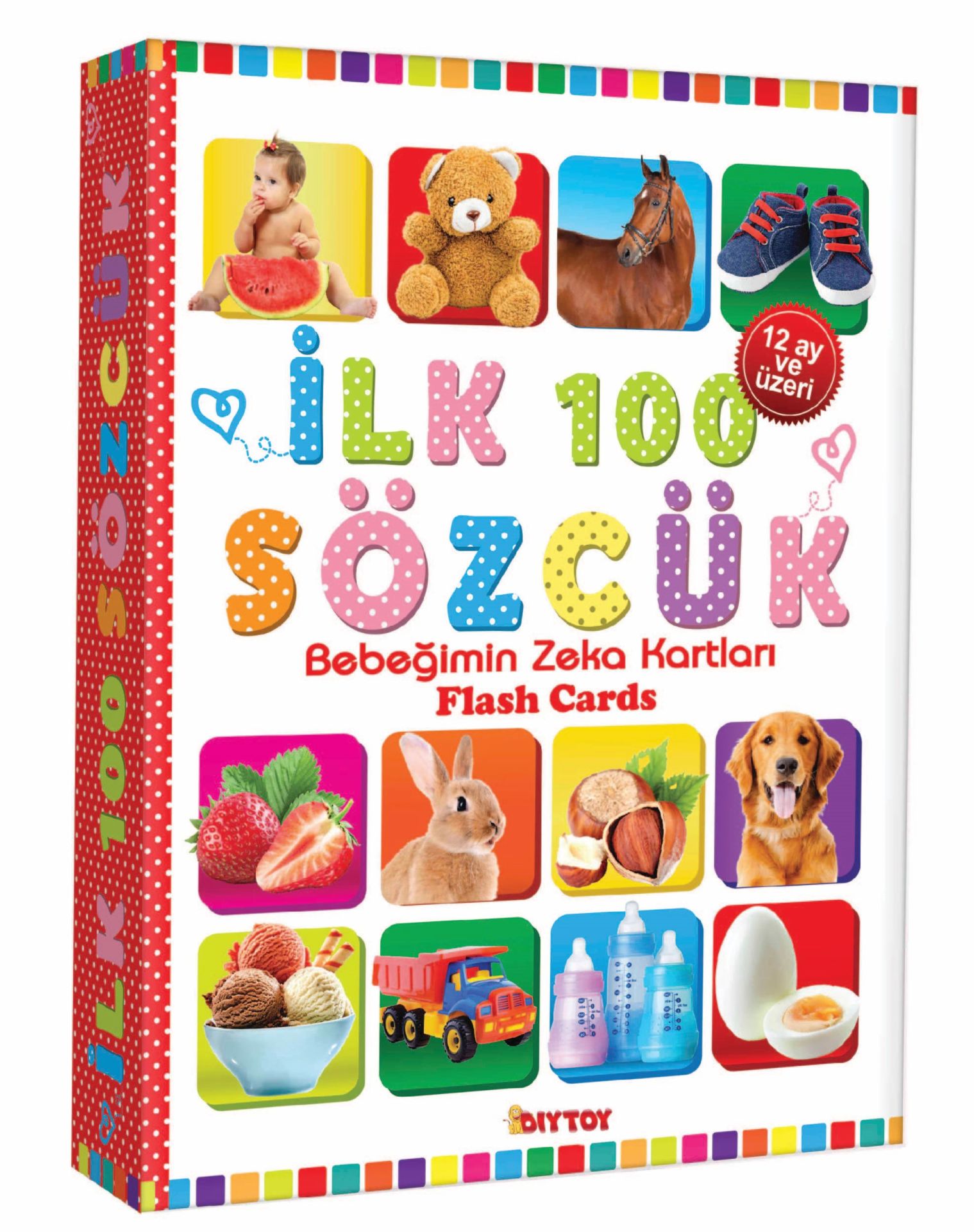 DİYTOY İlk 100 Sözcük Zeka Kartları – Bebekler İçin Eğitici Flash Kartlar | 12 Ay+ Konuşma ve Zeka Gelişimi | İngilizce Destekli