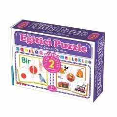 Diytoy Eğitici Çark Puzzle Sayılar ve Meslekler - 60 Parça