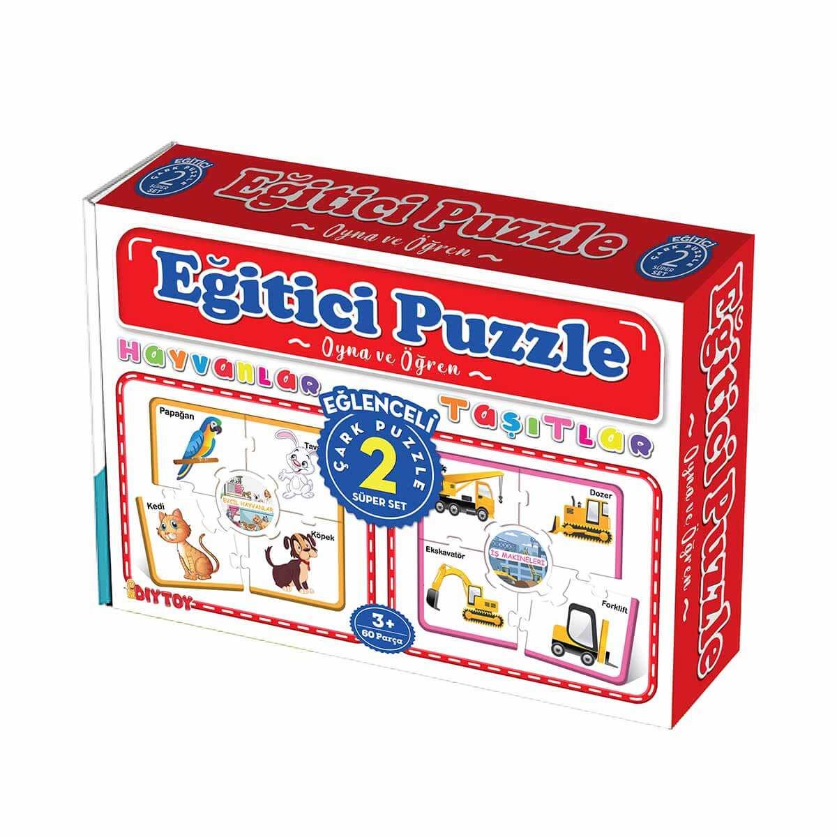 Diytoy Eğitici Çark Puzzle Hayvanlar ve Taşıtlar - 60 Parça
