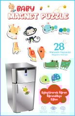 Fisher-Price 12-36 Ay 28 Parça Manyetik Hayvan Tamamlama Buzdolabı Magnet Puzzle