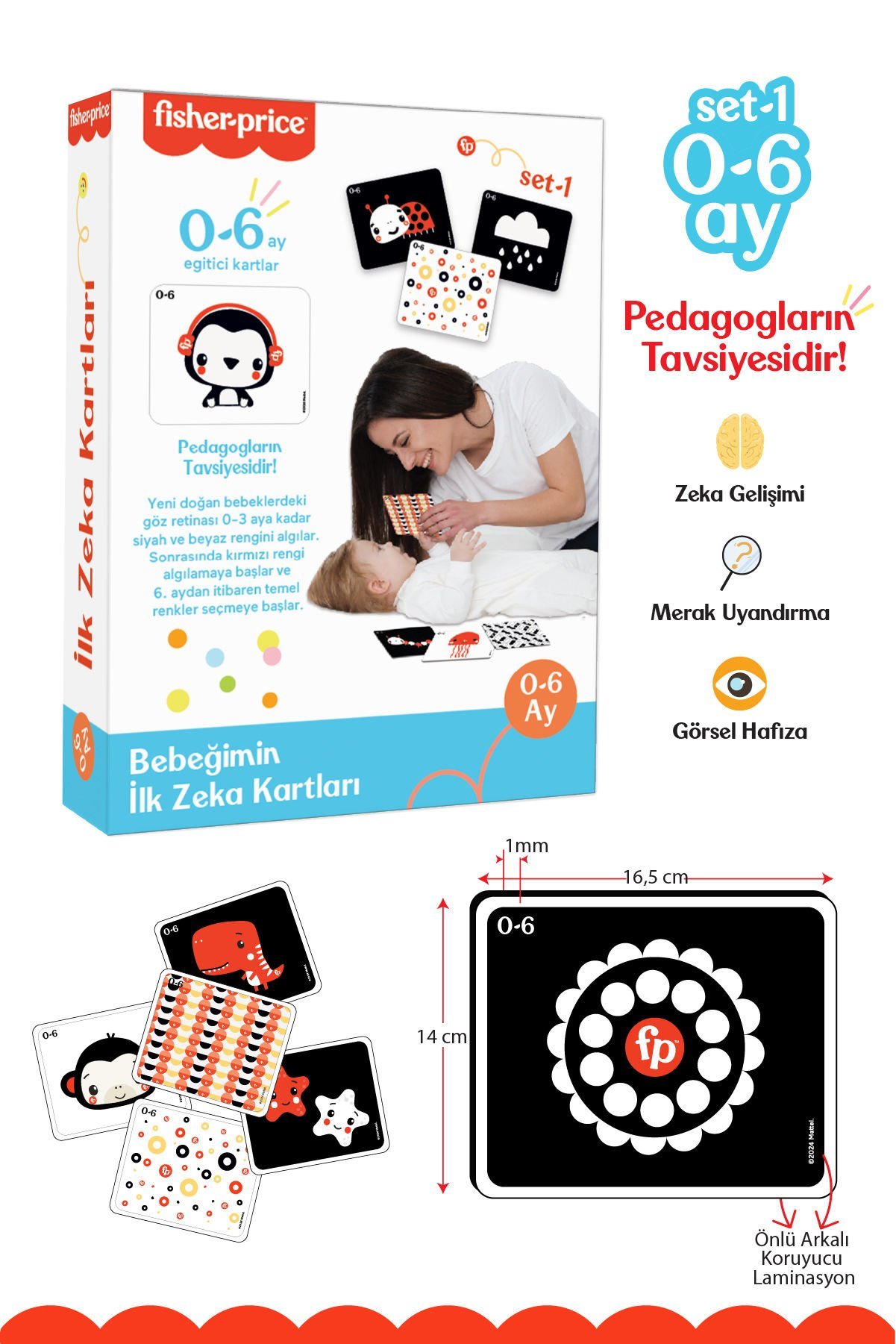 Fisher Price 0-6 Ay Bebeğimin İlk Zeka Kartları - 15 Adet Çift Taraflı Yüksek Kontrastlı Kartlar