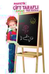 Diytoy Ahşap Yazı Tahtası Çift Taraflı Manyetik Özellikli Yaz Sil |  Manyetik Alfabe Sayılar ve Hayvanlar