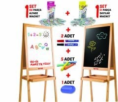 Diytoy Ahşap Yazı Tahtası Çift Taraflı Manyetik Özellikli Yaz Sil |  Manyetik Alfabe Sayılar