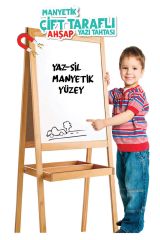 Diytoy Ahşap Yazı Tahtası Çift Taraflı Manyetik Özellikli Yaz Sil |  Manyetik Alfabe Sayılar