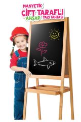 Diytoy Ahşap Yazı Tahtası Çift Taraflı Manyetik Özellikli Yaz Sil |  Manyetik Alfabe Sayılar