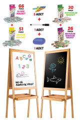 Diytoy Ahşap Yazı Tahtası Çift Taraflı Manyetik Özellikli Yaz Sil |  Manyetik Alfabe Sayılar Tangram Set