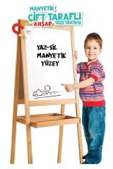 Diytoy Ahşap Yazı Tahtası Çift Taraflı Manyetik Özellikli Yaz Sil |  Manyetik Alfabe Sayılar Tangram Set
