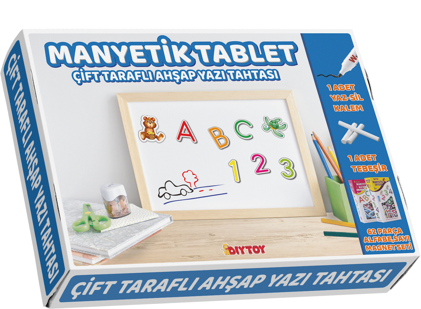 Diytoy Manyetik Çift Taraflı Ahşap Tablet | Eğitici & Eğlenceli