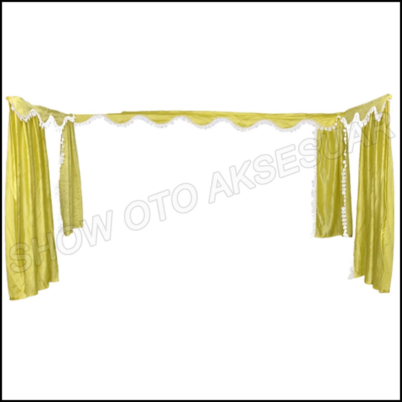 Ön ve Yan Cam Perdeleri Set  Sarı Premium 400-460 Arası