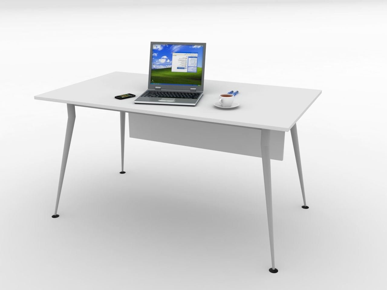 Kenyap 820947 Sera Metal Ayaklı Ofis Masası-140 cm-Beyaz-Tip 3