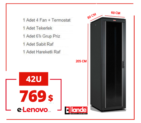 42U 600x800x2053mm Lande DYNAmic Dikili Tip Rack Server Kabinet (PDDM4268)