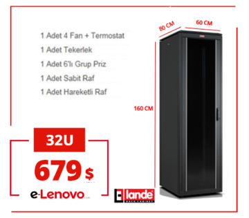32U 600x800x1609mm Lande DYNAmic Dikili Tip Rack Server Kabinet (PDDM3268)