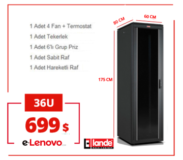 36U 600x800x1787mm Lande DYNAmic Dikili Tip  Rack Server Kabinet (PDDM3668)