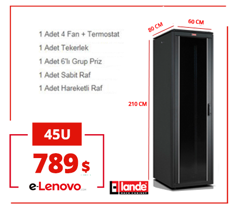 45U 600x800x2187mm Lande DYNAmic Dikili Tip Rack Server Kabinet (PDDM4568)