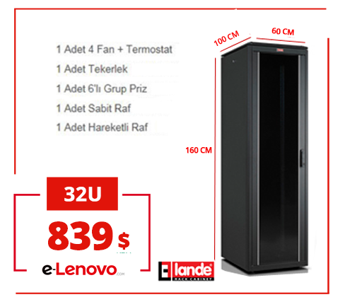 32U 600x1000x1609mm Lande DYNAmic Dikili Tip Rack Server Kabinet (PDDM3265)