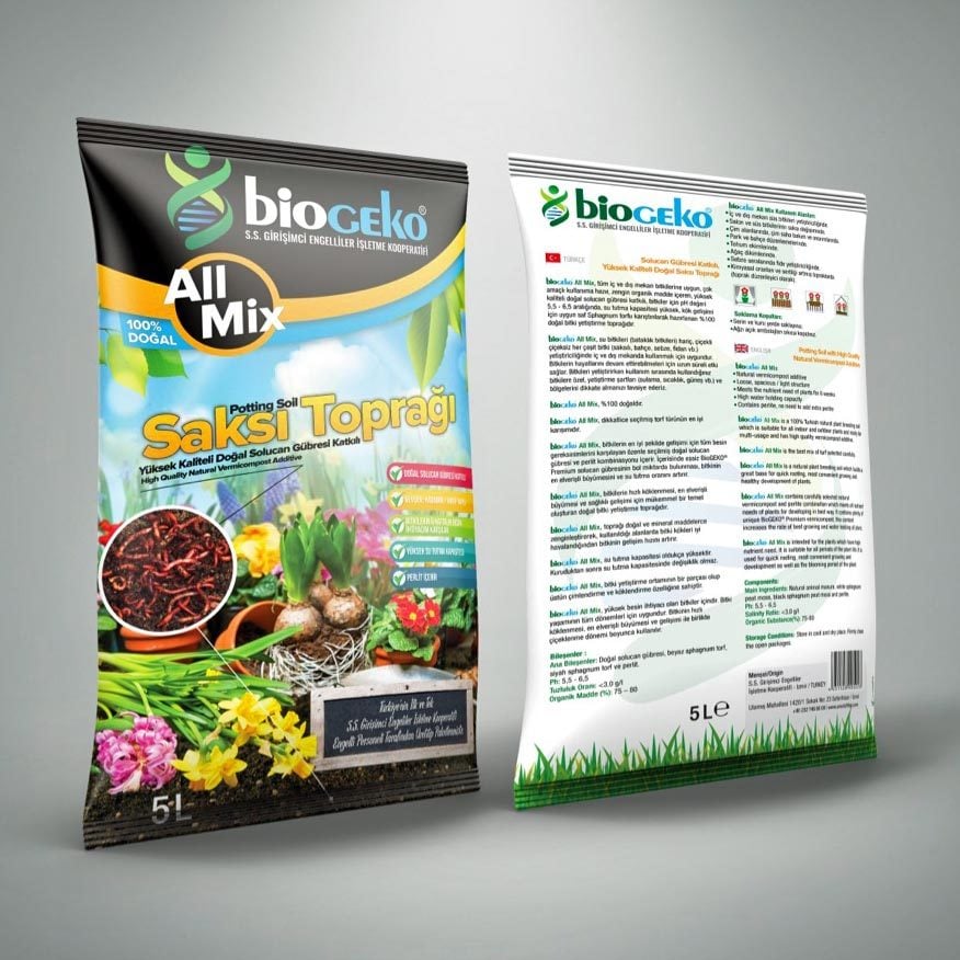 BioGEKO All Mix %100 doğal solucan gübreli saksı toprağı