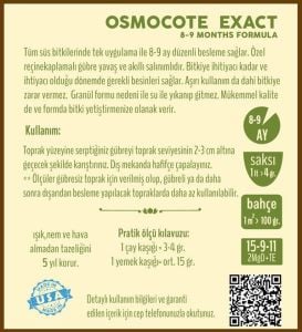 Akıllı gübre osmocote exact 8-9 aylık 16-11-10-2MgO+TE 350 gram