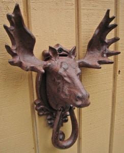 Antik döküm kapı tokmağı geyik başı
