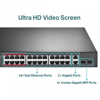TP-LINK TL-SL1226P 24PORT 10/100 YÖNETİLEMEZ POE SWITCH