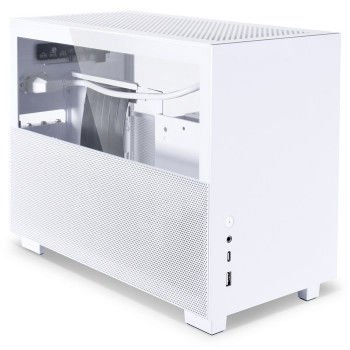 LIAN LI Q58W4 Beyaz Riser Kablolu Mesh Tamperli Cam MINI ITX KASA