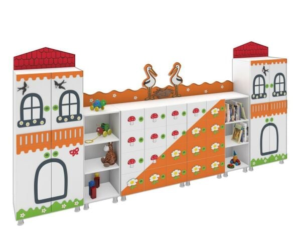 LEYLEK FİGÜRLÜ DOLAP SETİ 380*35*180