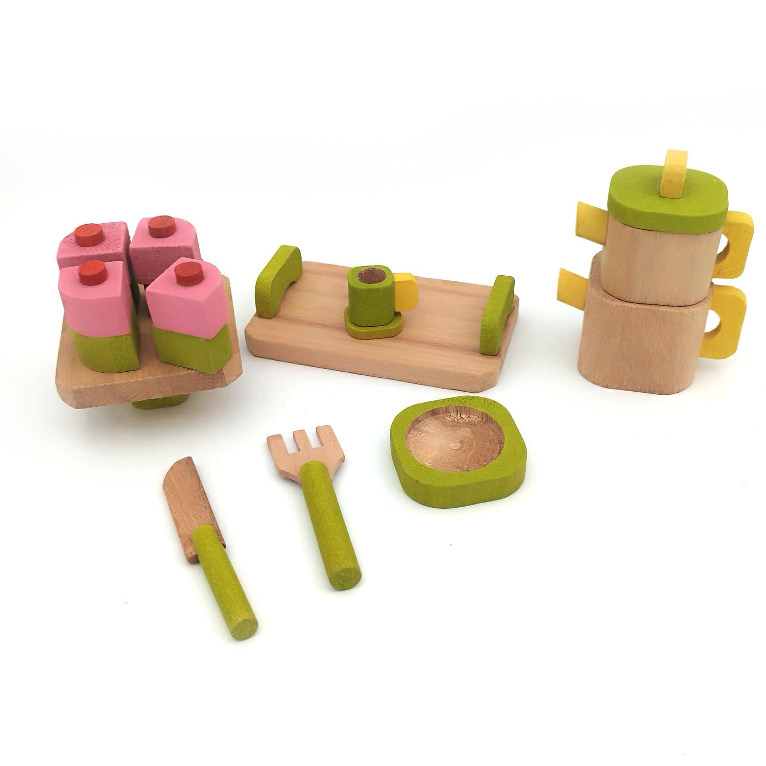 AHŞAP ÇAYDANLIK PASTA SETİ 6 PARÇA