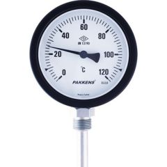 PAKKENS Ø160mm.-30/+60°C 100mm.Alt.Bağl.Pasl.Cl.2,0 Bi-Metal Termo.G1/2''B (Ø9mm.Sıkma Yüz.)