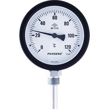 PAKKENS Ø160mm.-30/+60°C 150mm.Alt.Bağl.Pasl.Cl.2,0 Bi-Metal Termo.G1/2''B (Ø9mm.Sıkma Yüz.)