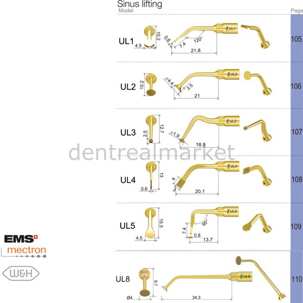 Ultrasurgery Sinus Lifting Uçları - Woodpecker / Mectron / Ems