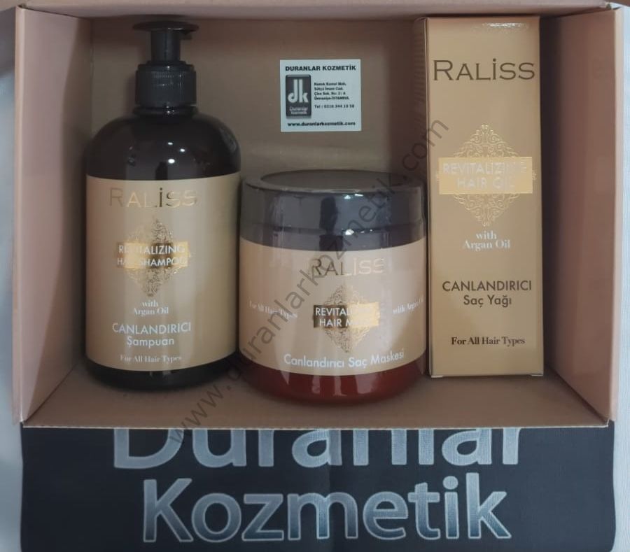 Raliss saç bakım seti 3 lü saç bak.yağı+saç mask.+şamp.argan özlü