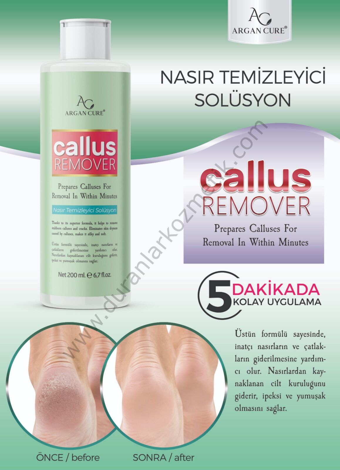 Argan cure nasır temizleyici solüsyon 200 ml callus remover
