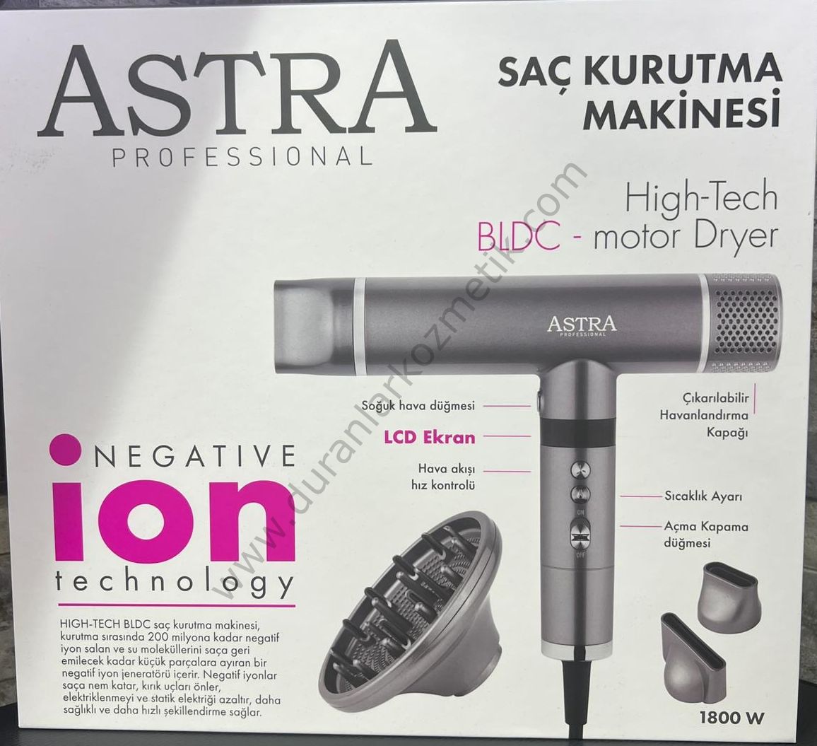 Astra negative ion technology fön makinası 1800 watt gri