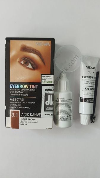 Neva kaş kirpik boyası set 15 ml boya 15 ml oksidan 3,1 açık kahve