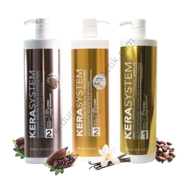 Kera System keratin ve arındırıcı şampuan 1000 ml set no 1 no 2 vanilya