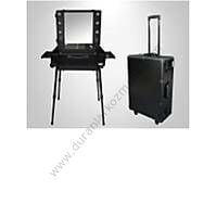 Işıklı seyyar makyaj çantası-tezgahı deri kaplı BF-595T-B