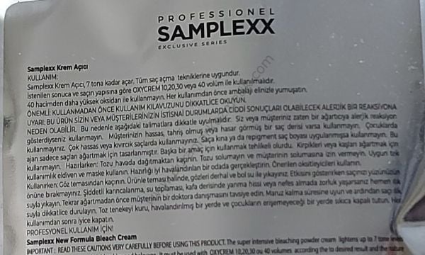 Samplex saç açıcı 250 gr high performance powder white