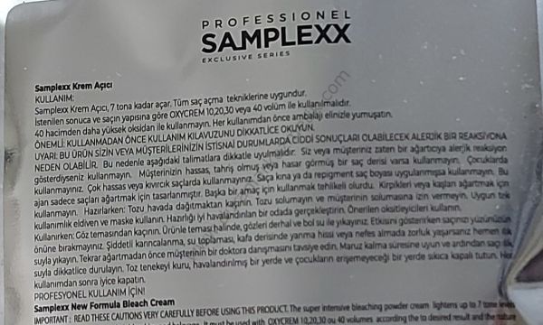Samplex saç açıcı 250 gr high performance powder white