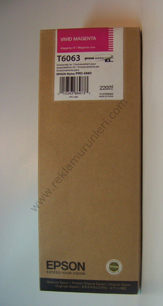 Epson Stylus Pro T6063 Vivid Magenta Kartuş 220ml *2009 Tarihli*