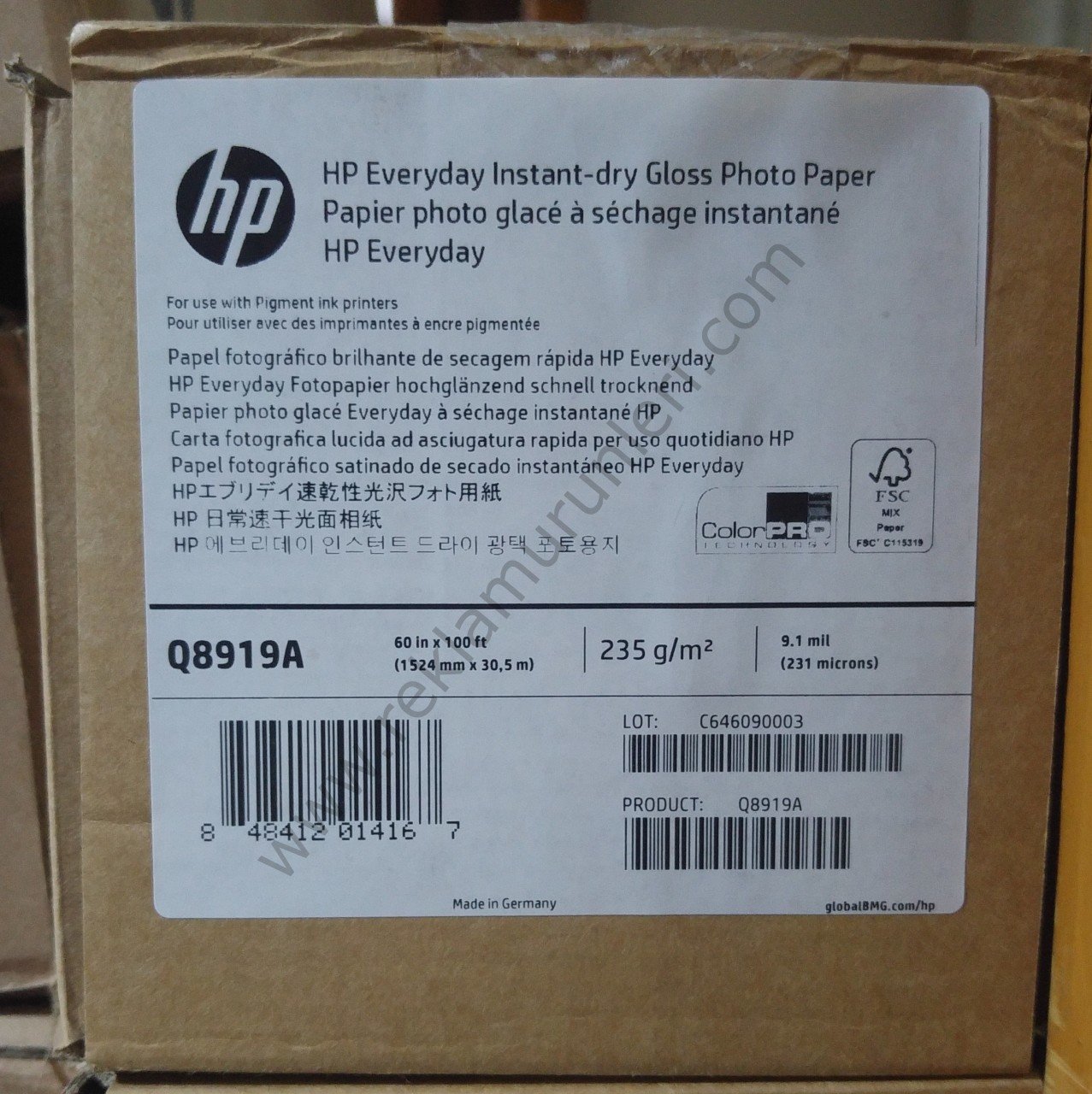 HP Q8919A Everday Pigment Ink Glossy Photo Paper 235gr (1524mmx30,5m)