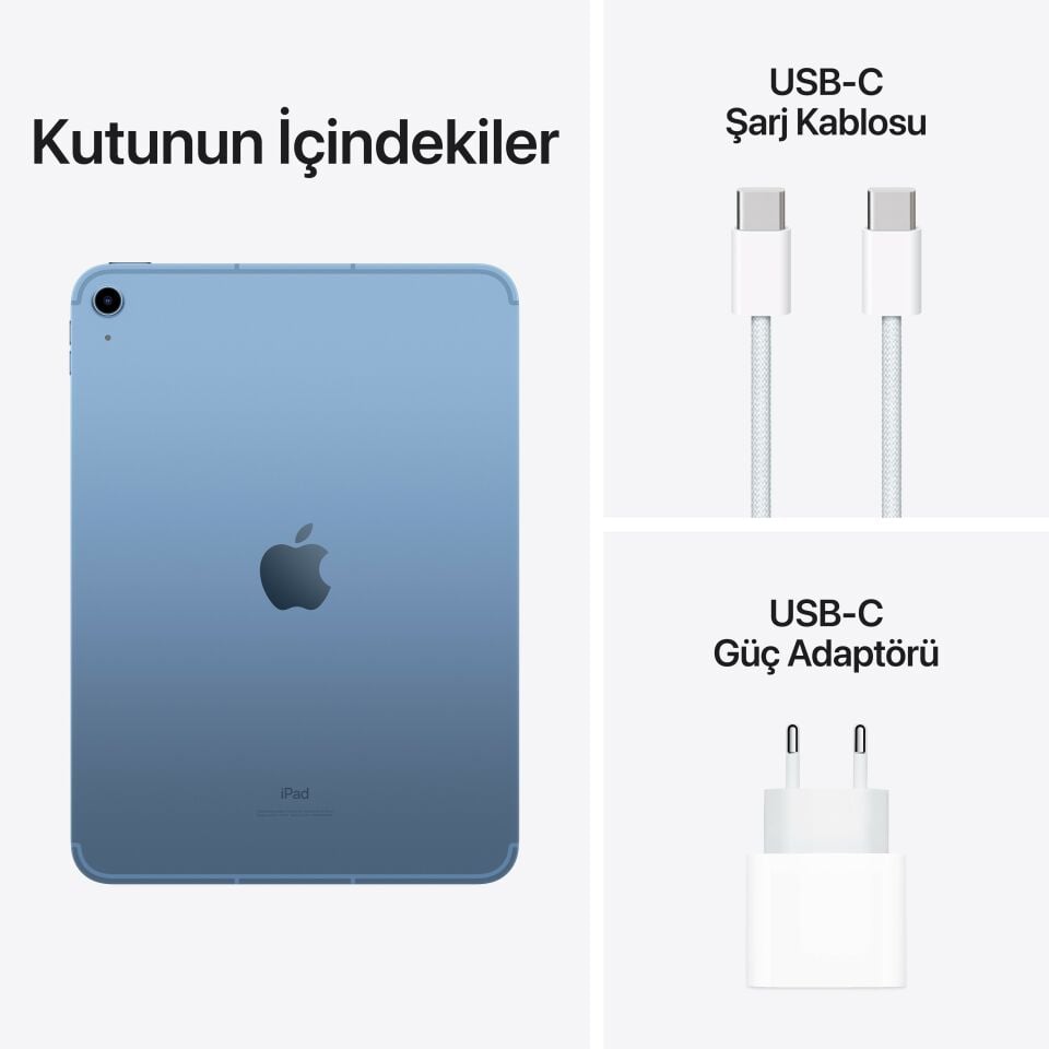 iPad 10. Nesil 10.9 inç Wi-Fi + Cellular 64GB Mavi (MQ6K3TU/A)