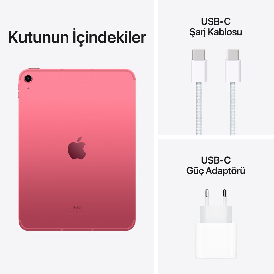 iPad 10. Nesil 10.9 inç Wi-Fi + Cellular 64GB Pembe (MQ6M3TU/A)