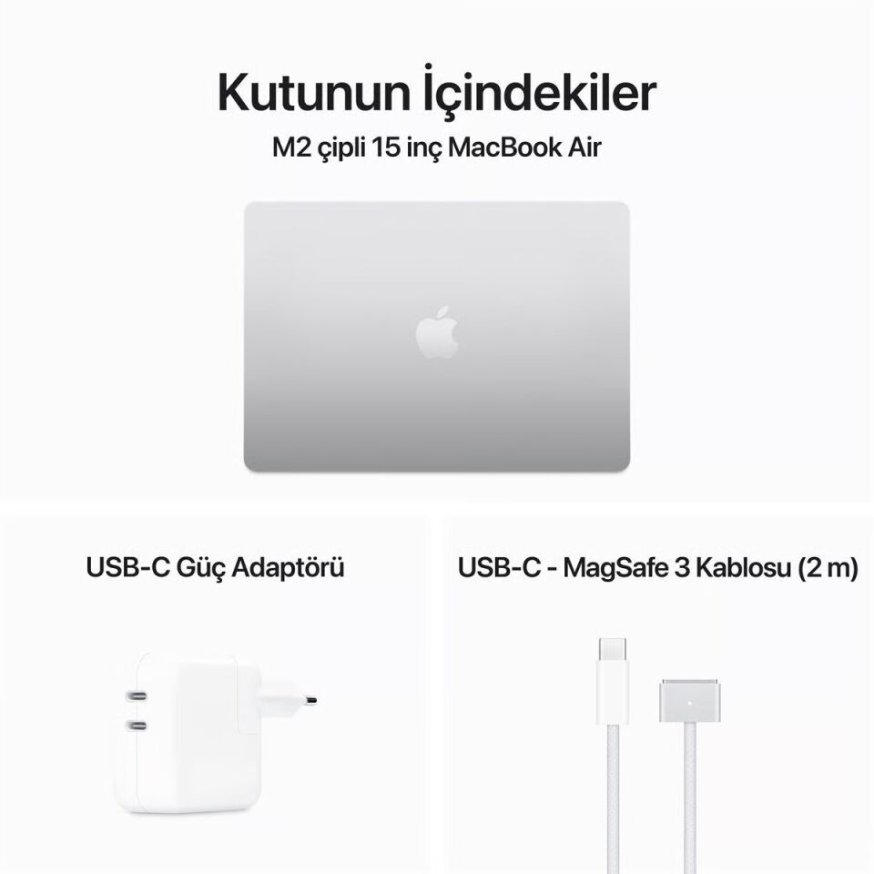 MacBook Air 15.3 inç M2 8C 10GPU 8 GB RAM 256 GB SSD Gümüş (MQKR3TU/A)